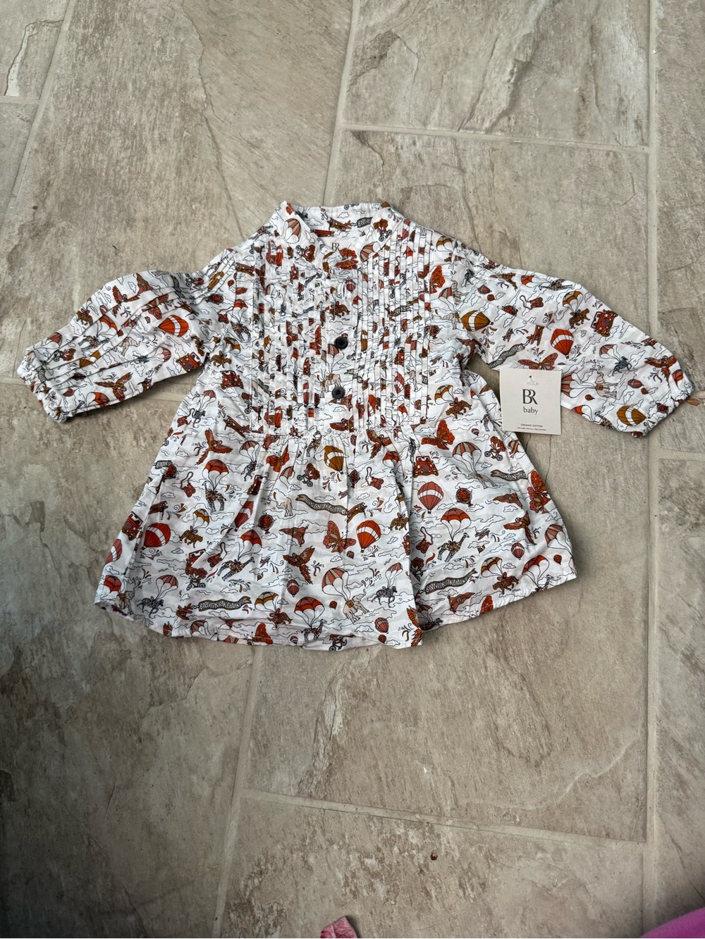 Banana Republic Baby White Tunic with Rust Safari Print